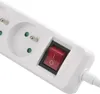 A close-up view of a white power strip with a red on/off switch and European-style electrical outlets. Produktbild-Vorschau
