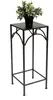 A black metal plant stand with a potted plant on top, isolated on a white background. Anteprima dell’immagine prodotto