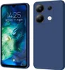 A split image showing the front and back of a blue phone case. Produktbild-Vorschau