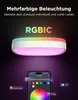 A smart ceiling light with RGBIC lighting effects, controlled via a smartphone app. Produktbild-Vorschau