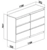 A technical drawing of a dresser with dimensions indicated. Náhľad obrázku produktu