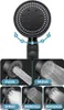 A collage of images showing different spray modes of a black shower head. Produktbild-Vorschau