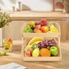 Obstkorb Bambus mit 2 Etagen Gemüsekorb Stehend Küche Produktbild-Vorschau 2