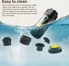 A portable coffee maker and its disassembled parts are shown submerged in water, illustrating its easy-to-clean feature. Náhled obrázku produktu