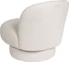 A cream-colored armchair with a textured bouclé fabric upholstery, shown from the back with a swivel base. Podgląd zdjęcia produktu