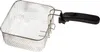 A close-up shot of a metal frying basket with a black handle against a white background. Produktbild-Vorschau