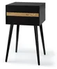 A black retro-style record player with gold accents and black legs, shown against a white background. Produktbild-Vorschau