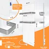 A diagram showing the dimensions and features of a white infrared towel heater. Produktbild-Vorschau