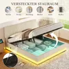 Polsterbett 180x200 mit LED-Beleuchtung Stauraumbett Beige Produktbild-Vorschau 5