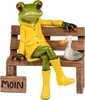 A decorative figurine of a frog sitting on a wooden bench with a duck. Produktbild-Vorschau