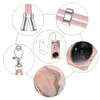 A collage of images showing a phone case with a marble-like pattern and a pink lanyard, along with close-ups of its components and material. Náhled obrázku produktu