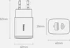 Diagram showing the dimensions of a Baseus charger. Produktbild-Vorschau