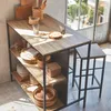 sweeek - Stehtisch mit Holzdekor und Metall mit 2 Regalen + Produktbild-Vorschau 10