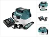 A Makita cordless vacuum cleaner set with batteries and charger, displayed on a white background. Produktbild-Vorschau