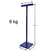 A blue t-handle tamper with dimensions and weight indicated. Produktbild-Vorschau