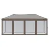 A taupe party tent with mesh sides, shown from the front. Náhled obrázku produktu