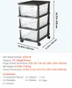 A 3-drawer storage cart with dimensions and accessory details. Produktbild-Vorschau