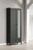 A tall, narrow wardrobe with a mirrored door and a drawer, set against a light gray wall. Podgląd zdjęcia produktu
