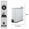 Spirella Erik, 5 liter, Rechthoekig, RVS, Wit, Met pedaal, Productafbeelding-voorbeeld 3