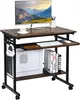 COSTWAY Schreibtisch mit Rollen, Tastaturablage, Produktbild-Vorschau 1