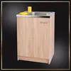 A single sink cabinet with a yellow sponge and cup on the countertop. Podgląd zdjęcia produktu