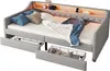 A grey daybed with storage drawers and LED lighting. Produktbild-Vorschau