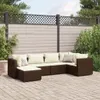 6-tlg. Garten-Lounge-Set mit Kissen Braun Poly Rattan Produktbild-Vorschau 2