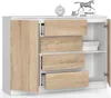 Akord Comò 2 Ante 4 Cassetti Bianco/Rovere Sonoma 138X40X99 Anteprima dell’immagine prodotto 2