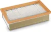 A rectangular air filter with pleated paper elements and an orange plastic frame, shown on a white background. Produktbild-Vorschau