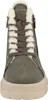 A close-up, front view of a single gray boot with cream-colored fur trim. Produktbild-Vorschau