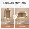 Two bathroom vanity setups showing a mirror installed vertically and horizontally. Produktbild-Vorschau