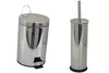 A silver pedal bin and a silver toilet brush holder are shown against a white background. Produktbild-Vorschau