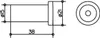 Technical drawing of a cylindrical object with dimensions and a top view. Produktbild-Vorschau