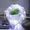 A coiled string of white LED lights is placed in front of a small potted plant. Produktbild-Vorschau