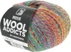 A ball of multicolored yarn with a label. Produktbild-Vorschau