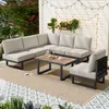 A 5-piece outdoor furniture set on a patio with string lights and plants. Anteprima dell’immagine prodotto