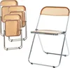 A set of four transparent orange folding chairs, with one chair shown open and the others stacked and folded. Anteprima dell’immagine prodotto