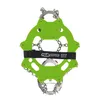 A pair of green ice traction devices for shoes, shown from the front on a white background. Produktbild-Vorschau