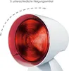 Close-up of a white infrared lamp with a red bulb, showing its adjustable angle. Produktbild-Vorschau