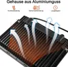 Close-up of the back of an LED floodlight, showing heat dissipation fins and airflow arrows indicating cooling. Náhľad obrázku produktu