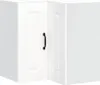 A white corner kitchen cabinet with a black handle. Voir les images du produit