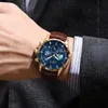 Montre Homme Cuir Marron Chronographe Montre Bracelet Cuir Voir les images du produit 4