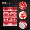 A collage of images showcasing a red and white Christmas-themed blanket with various close-ups and a folded view. Náhled obrázku produktu