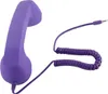 A purple retro-style handset with a coiled cord and a 3.5mm jack connector is displayed against a white background. Podgląd zdjęcia produktu