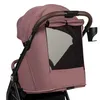 Close-up view of the top section of a pink baby stroller. Produktbild-Vorschau