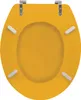 A top-down view of a yellow toilet seat. Produktbild-Vorschau