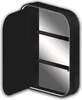 A black medicine cabinet with its door open, revealing two shelves and a mirrored back. Produktbild-Vorschau