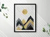 Abstrakte Landschaft mit goldenen Bergen und Sonnenschein– Produktbild-Vorschau 2