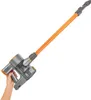 A hand holding a cordless stick vacuum cleaner with an orange extension wand. Produktbild-Vorschau