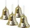 Christbaumschmuck Glocken - Weihnachtsbaumschmuck im Discokugel Look - H: 8cm - gold - 4er Set Produktbild-Vorschau